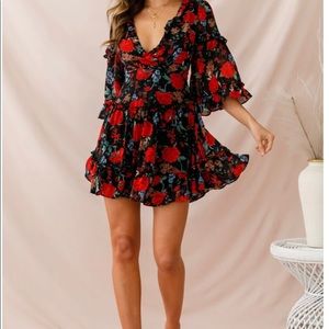 Red floral selfie Leslie dress